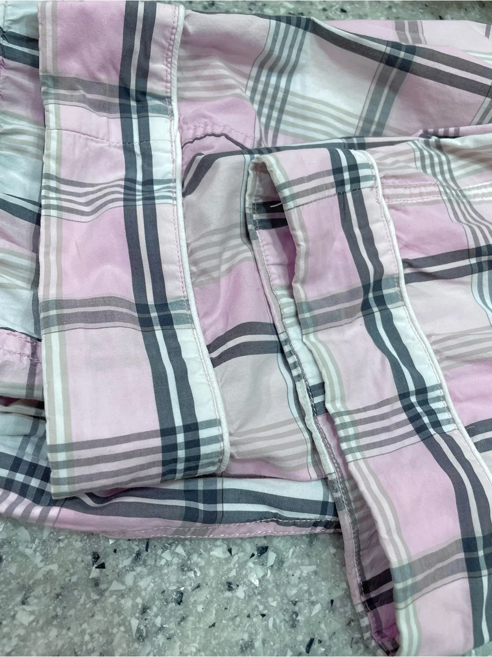 J. Crew Cotton Pajamas 2 Piece SET S Pink Grey Plaid Longsleeve Button Top Pants